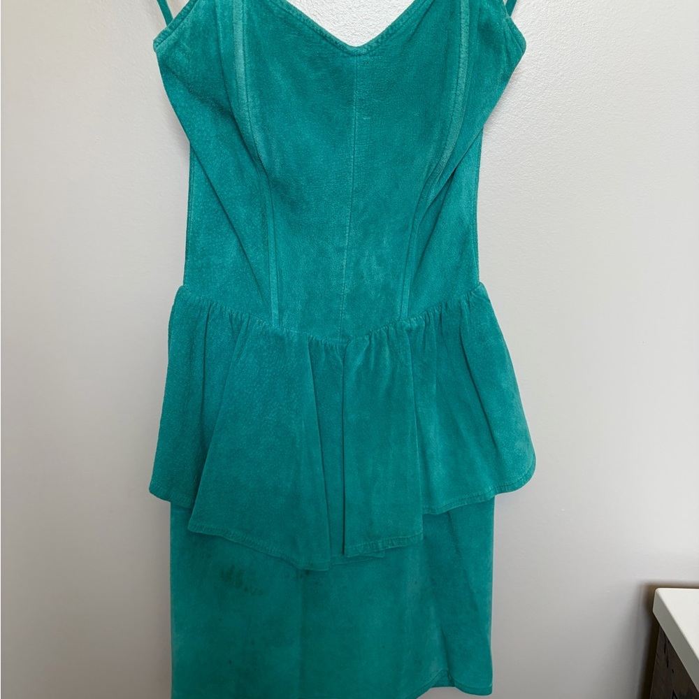 Teal Peplum Mini Dress with Adjustable Straps